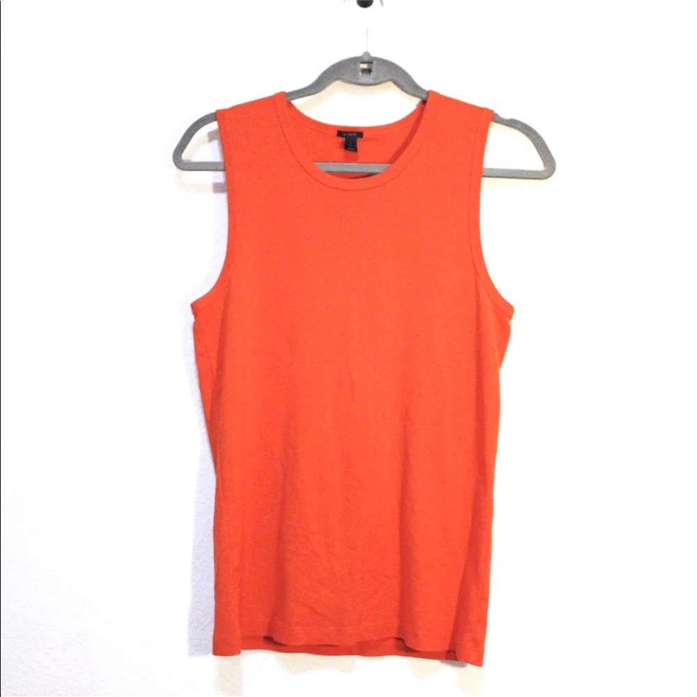 J Crew Sleeveless Red Orange Top Ribbed Tank